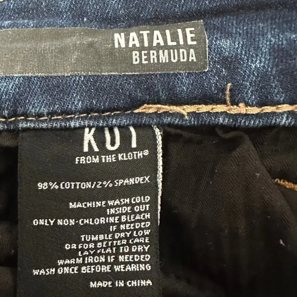 Kut from the Kloth Natalie Bermuda Shorts Women's 14 Medium Wash Raw Hem Denim - Picture 4 of 5